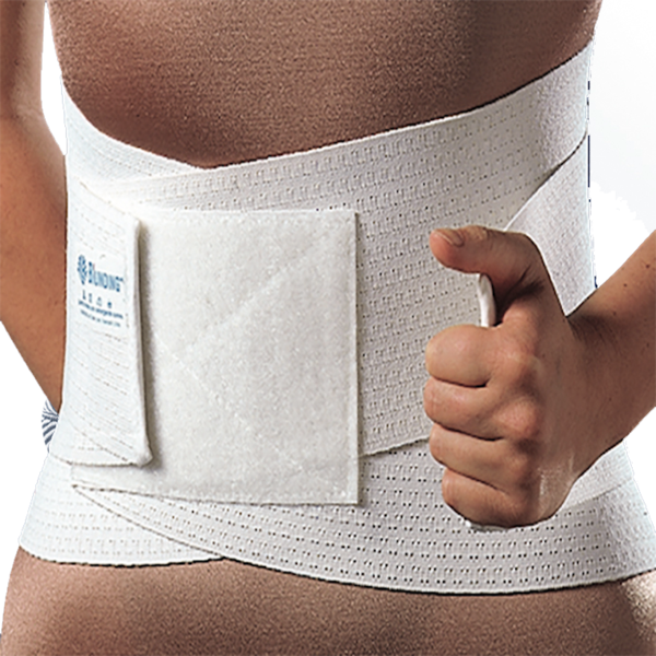 Faja lumbosacral con barras de polipropileno y cierre de velcro