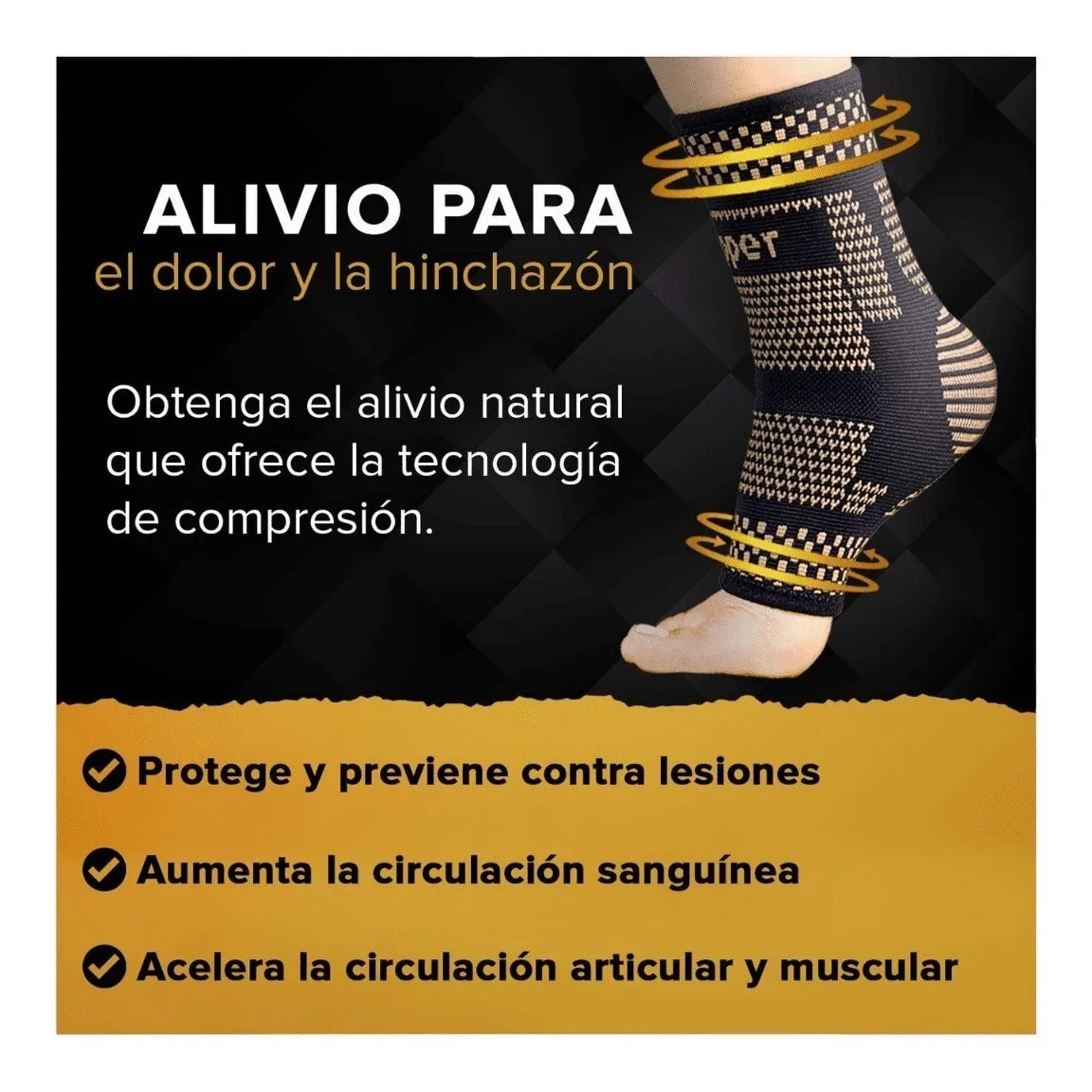 Tobillera Elástica de Compresión con Cobre – 1 Unidad