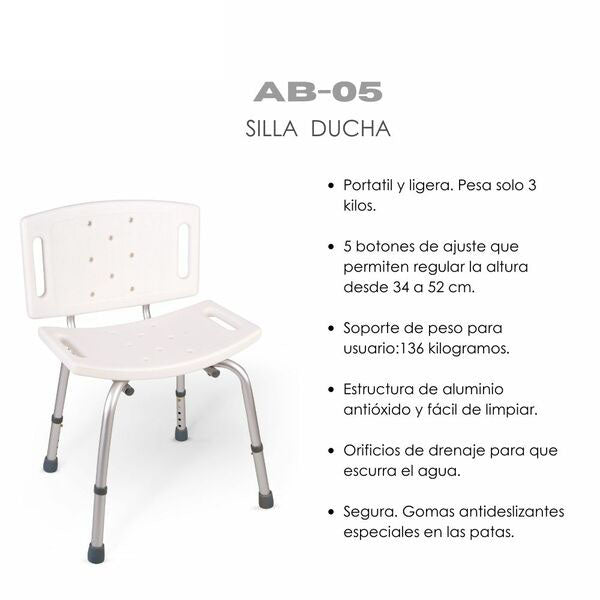 Silla Para Ducha, Para Adulto Mayor, Regulable, Blunding.