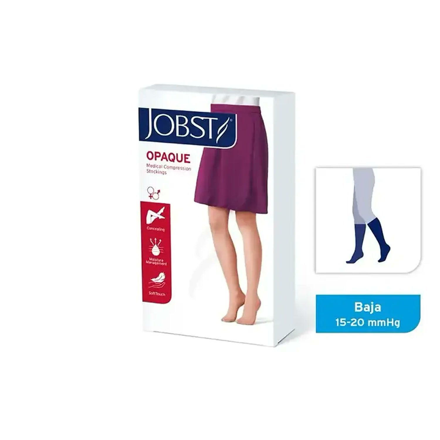 Media compresiva JOBST Opaque 15-20 mmHg hasta la rodilla, empaque
