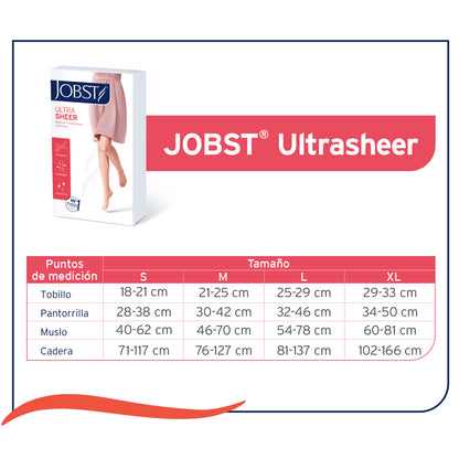 Media Compresiva Hasta El Muslo Jobst Ultrasheer (Puntera Abierta) 15/20