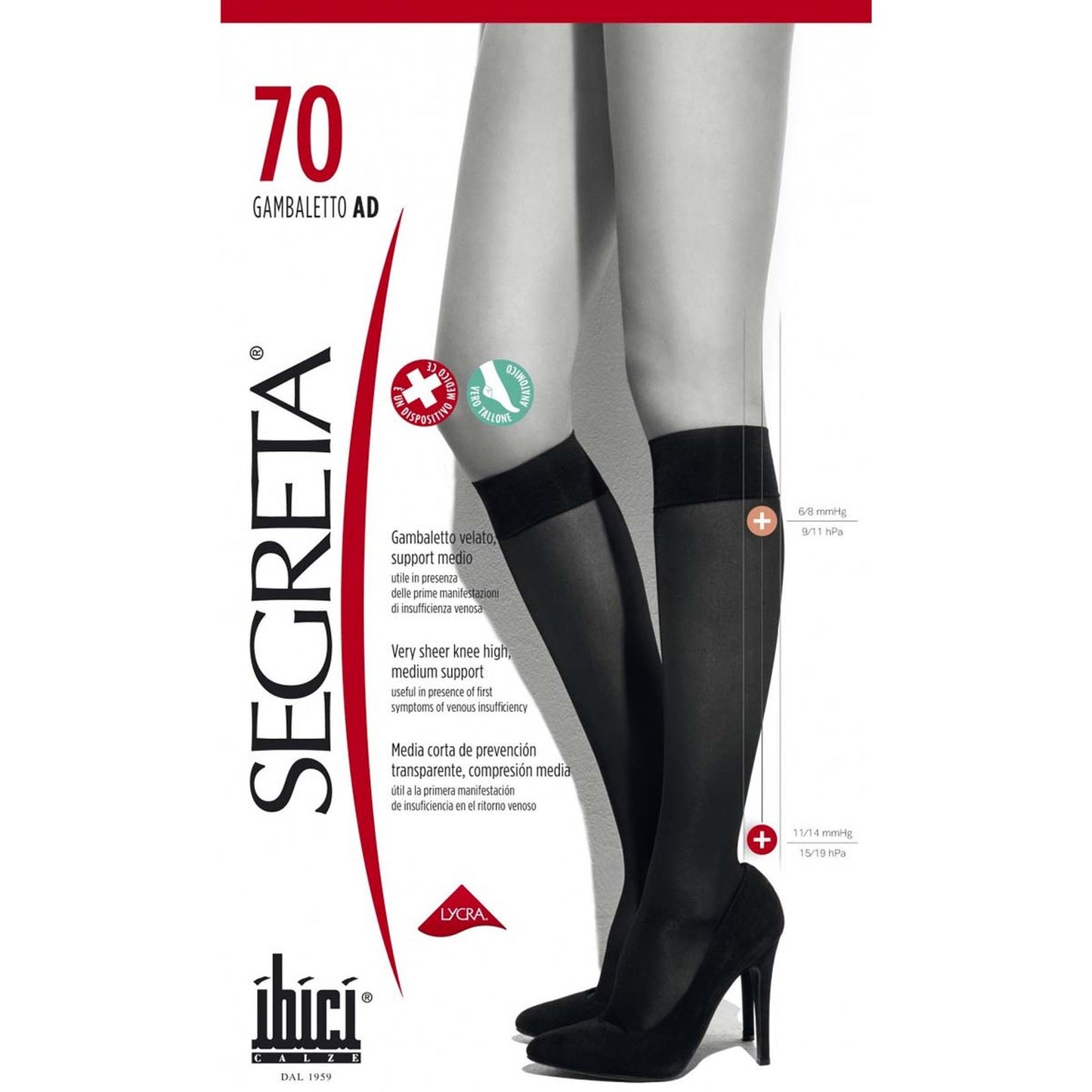 Media Hasta La Rodilla Preventiva 70 Denier Italiana - Ibici