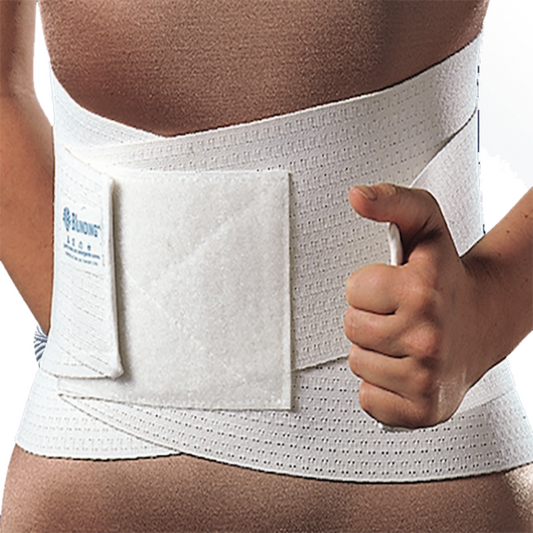 Faja lumbosacral con barras de polipropileno y cierre de velcro