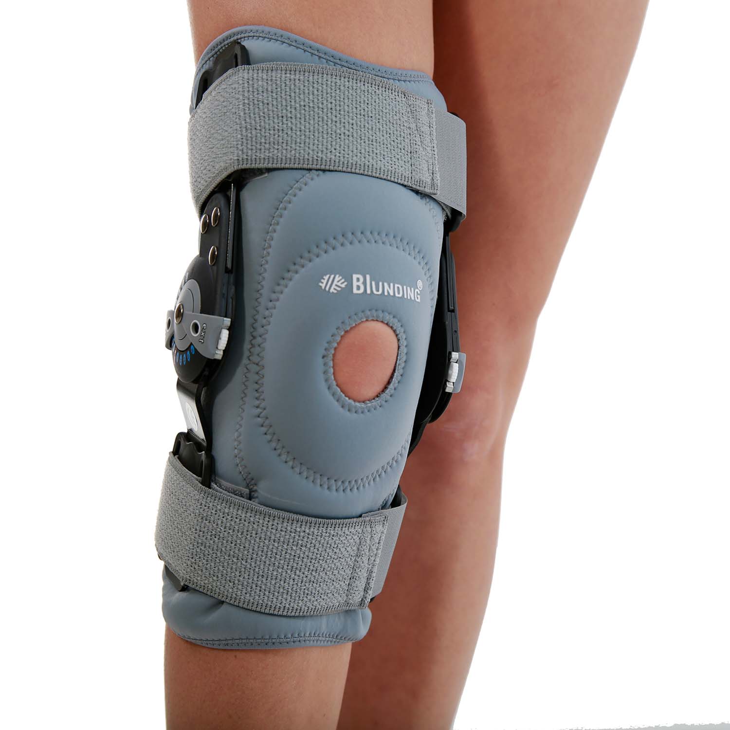 Rodillera con mecanimos de regulación de movimiento en flexión y extension para lesiones de ligamentos cruzados y meniscos